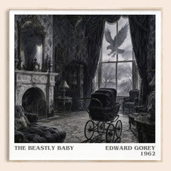 The Beastly Baby literary book poster by Edward Gorey – framed literary art print