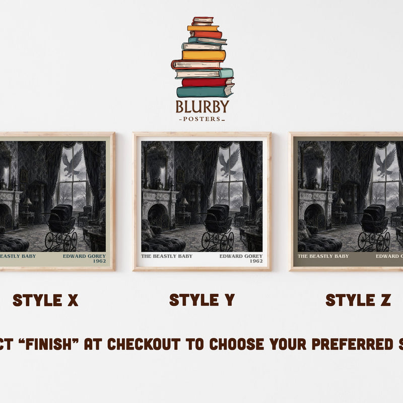 The Beastly Baby literary print in frame leaning in hallway – childrens wall art