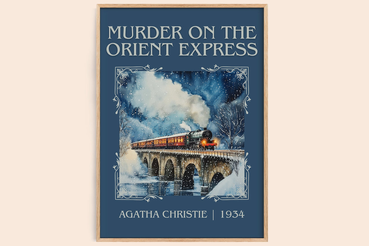 Murder On The Orient Express classic book art book poster by Agatha Christie – framed literary art print