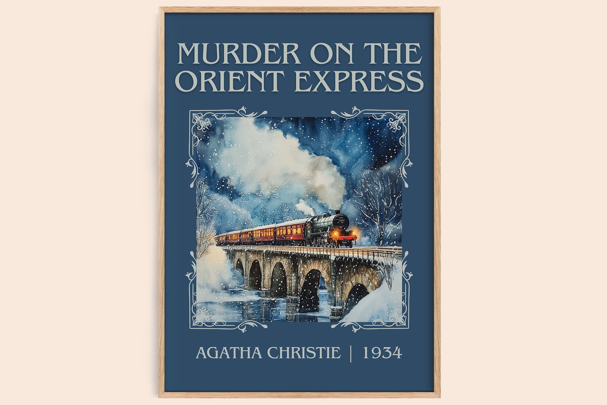 Murder On The Orient Express classic book art book poster by Agatha Christie – framed literary art print