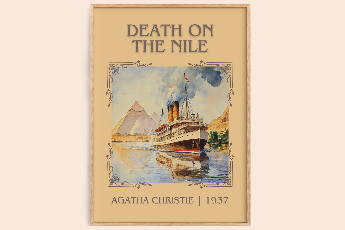 Death on the Nile classic book art book poster by Agatha Christie – framed literary art print