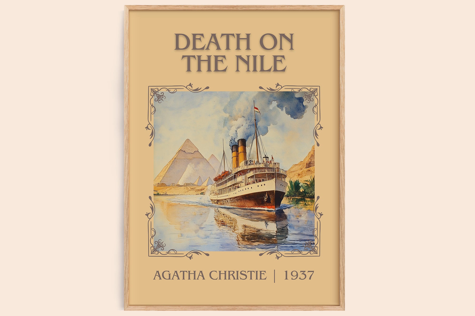 Death on the Nile classic book art book poster by Agatha Christie – framed literary art print