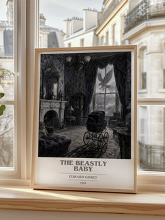 The Beastly Baby book cover print in frame leaning in hallway – childrens wall art