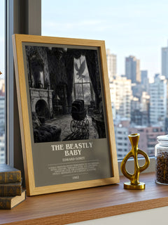 The Beastly Baby bookish poster colour and style options – Edward Gorey book art
