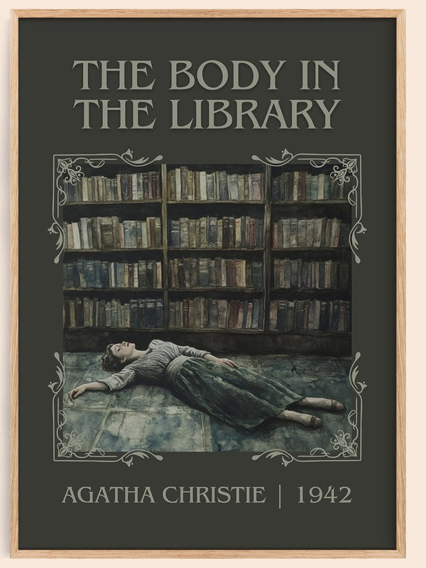 The Body in the Library classic book art book poster by Agatha Christie – framed literary art print