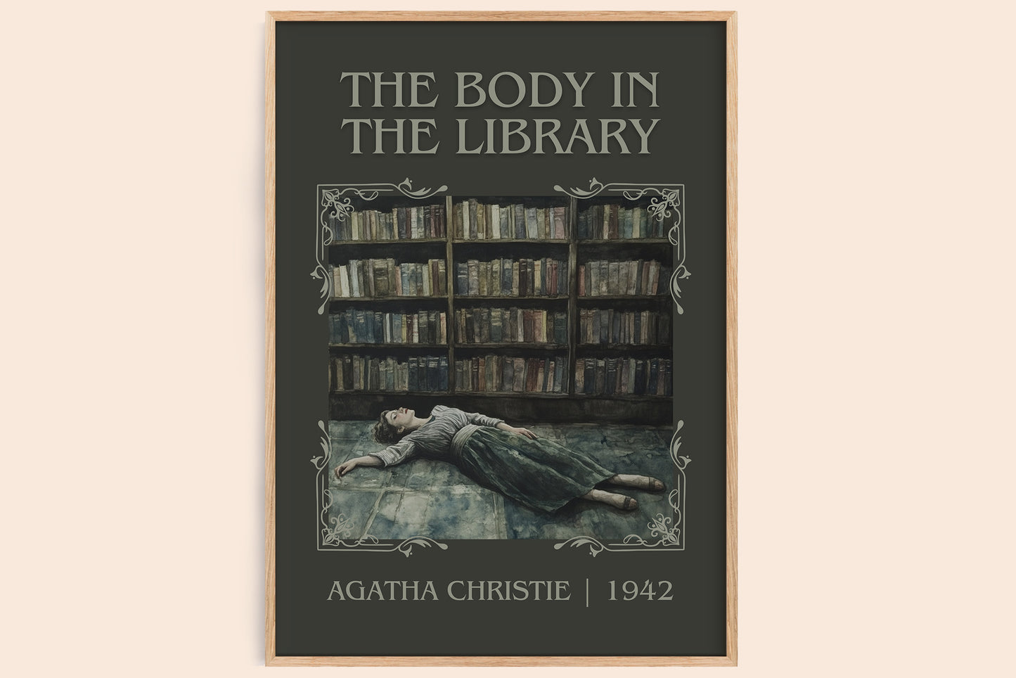 The Body in the Library classic book art book poster by Agatha Christie – framed literary art print
