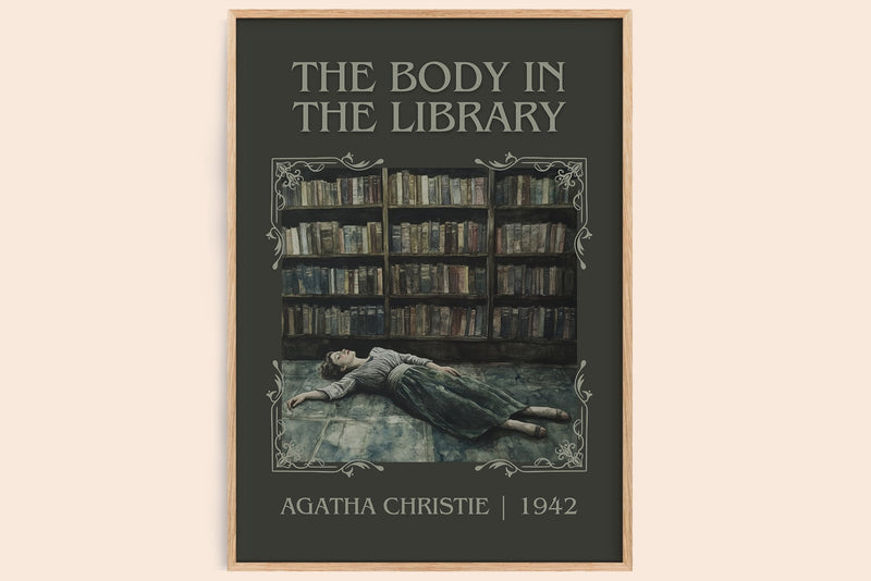 The Body in the Library classic book art book poster by Agatha Christie – framed literary art print