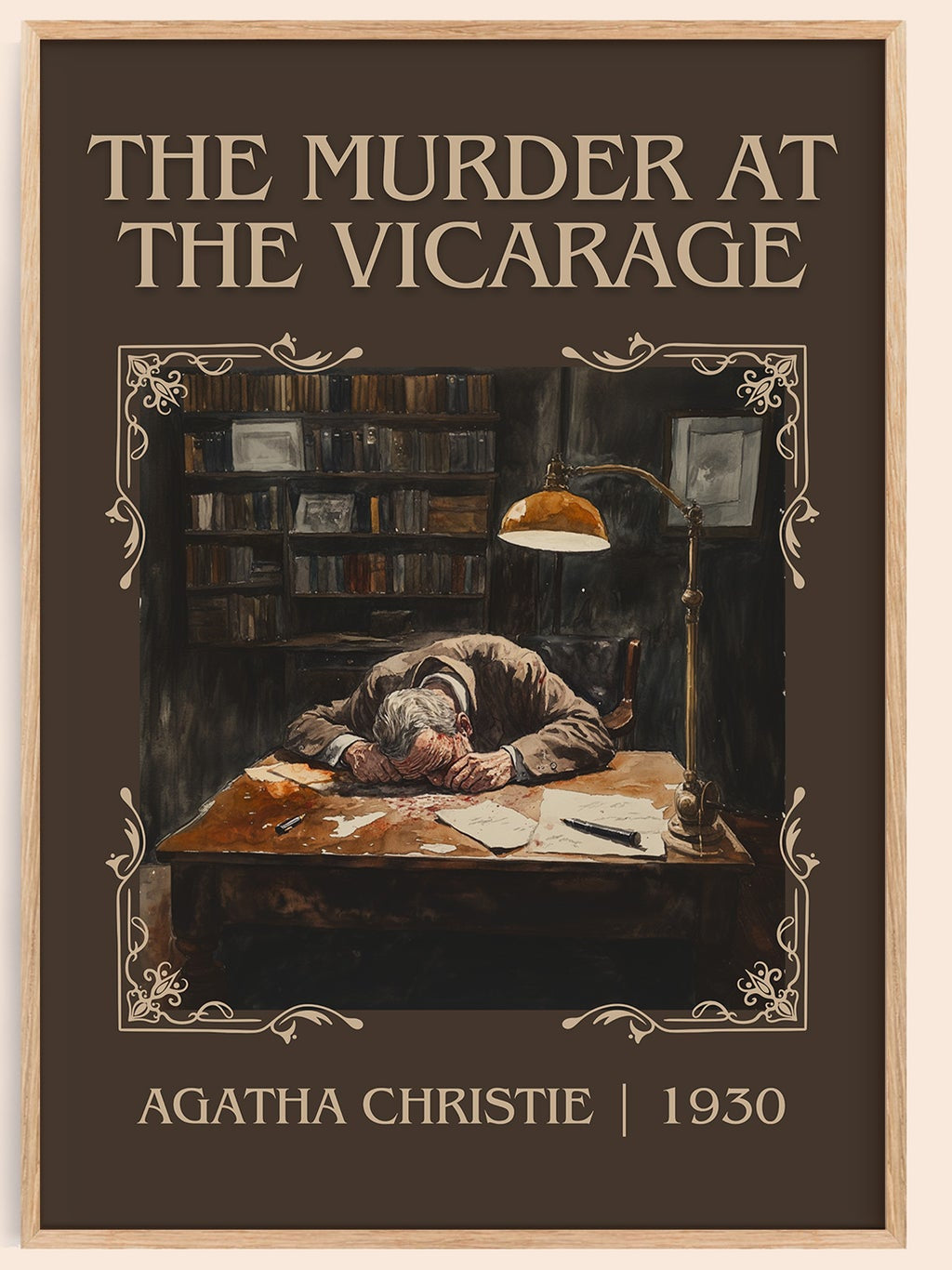 The Murder at the Vicarage classic book art book poster by Agatha Christie – framed literary art print