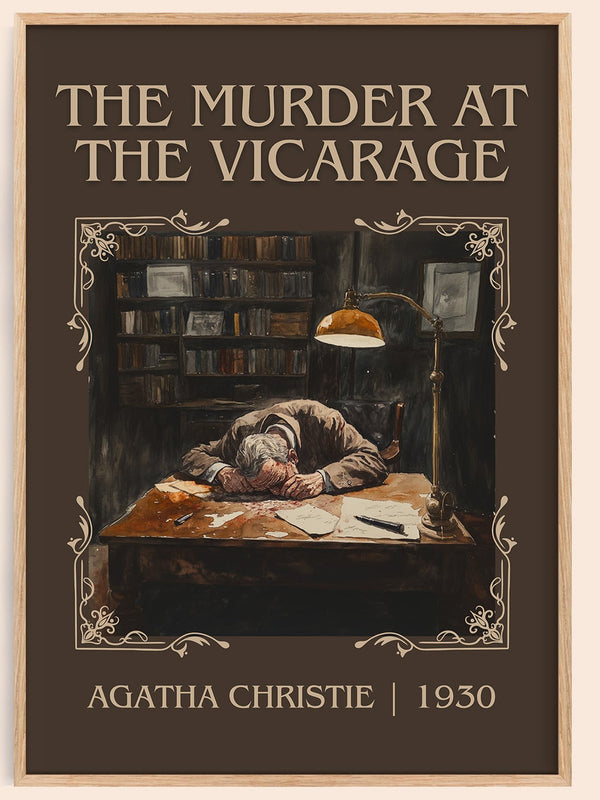 The Murder at the Vicarage classic book art book poster by Agatha Christie – framed literary art print