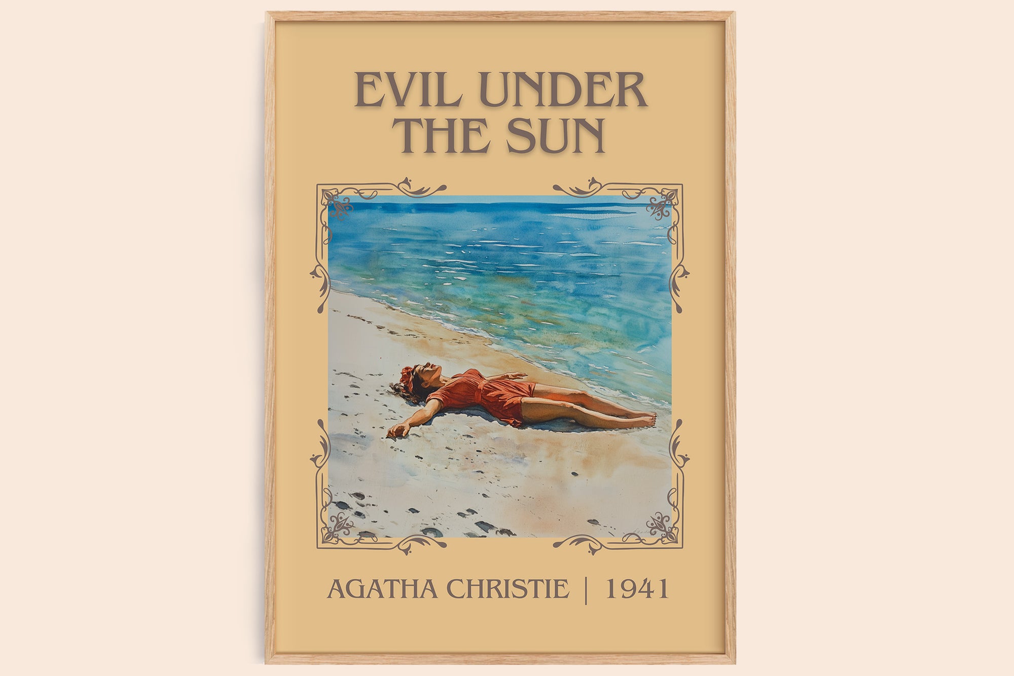 Evil Under the Sun classic book art book poster by Agatha Christie – framed literary art print