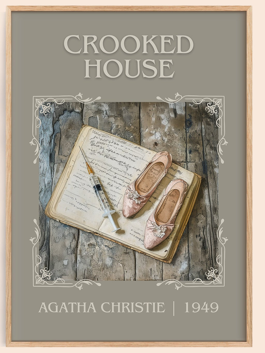 Crooked House classic book art book poster by Agatha Christie – framed literary art print