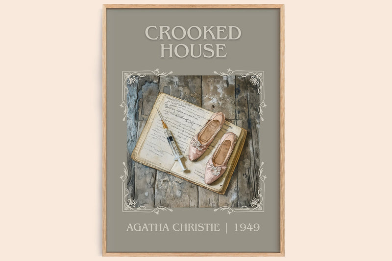 Crooked House classic book art book poster by Agatha Christie – framed literary art print