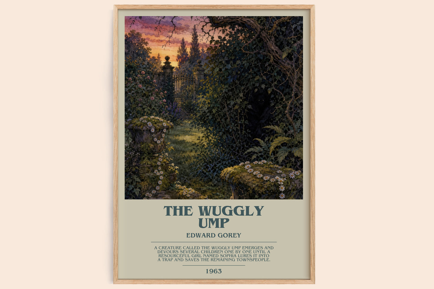 The Wuggly Ump bookish book poster by Edward Gorey – framed literary art print