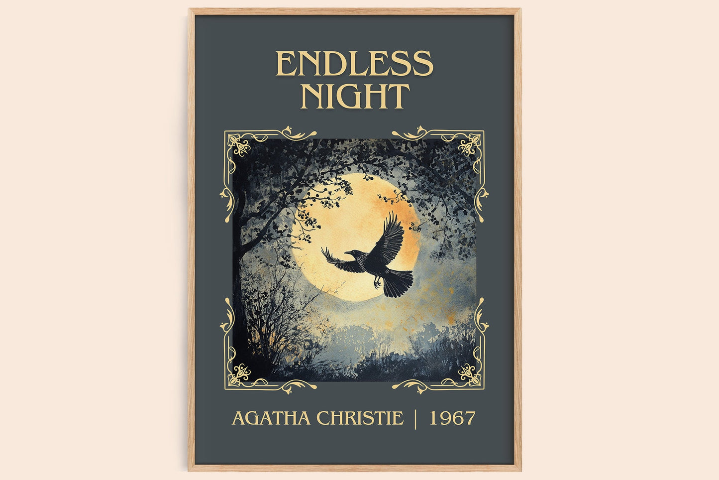 Endless Night classic book art book poster by Agatha Christie – framed literary art print