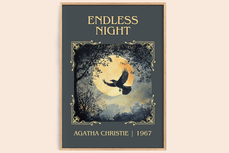 Endless Night classic book art book poster by Agatha Christie – framed literary art print