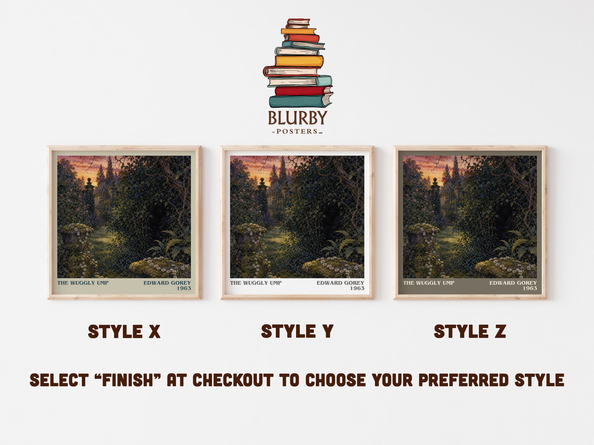 The Wuggly Ump literary print in frame leaning in hallway – childrens wall art