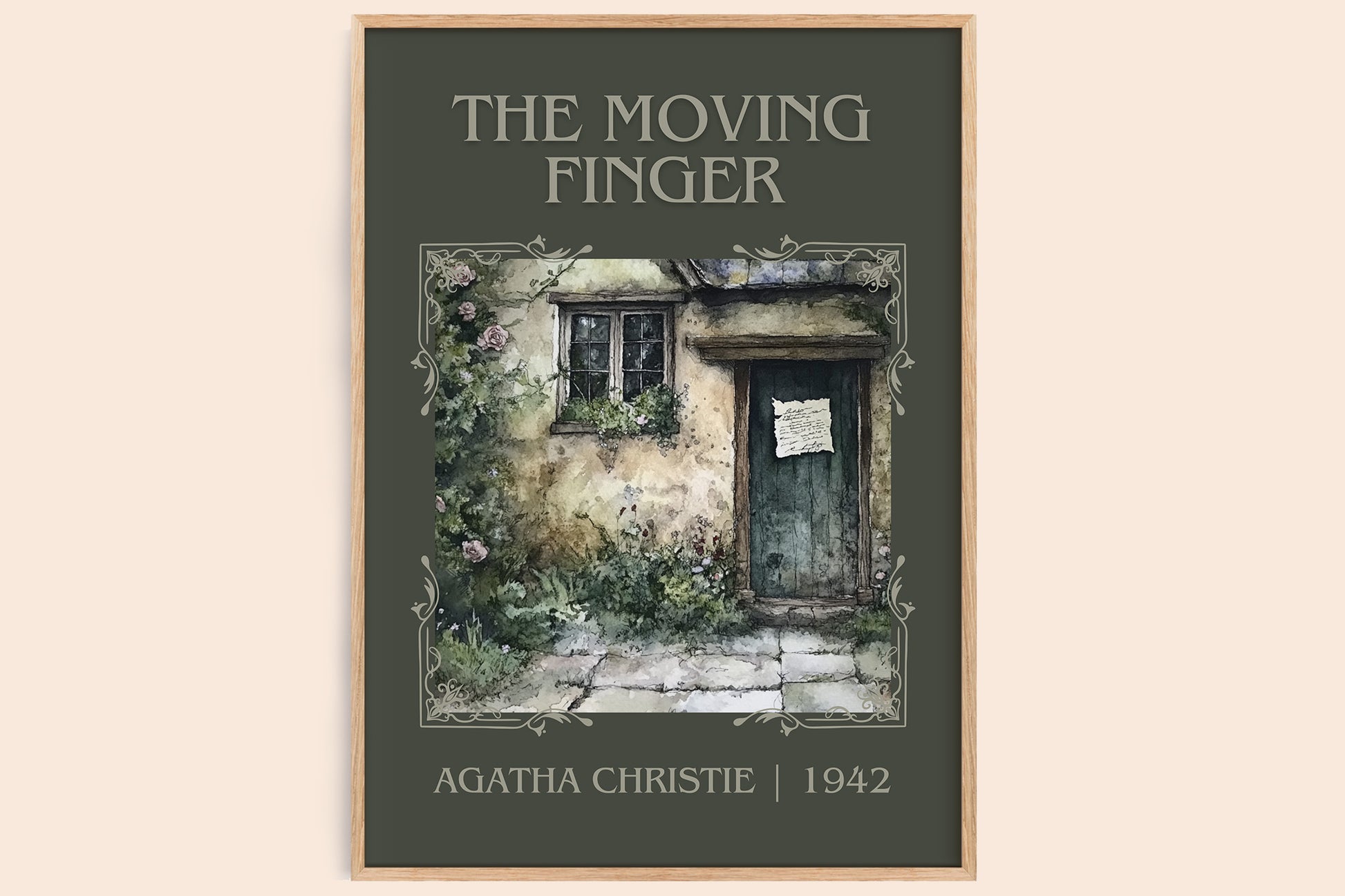 The Moving Finger classic book art book poster by Agatha Christie – framed literary art print