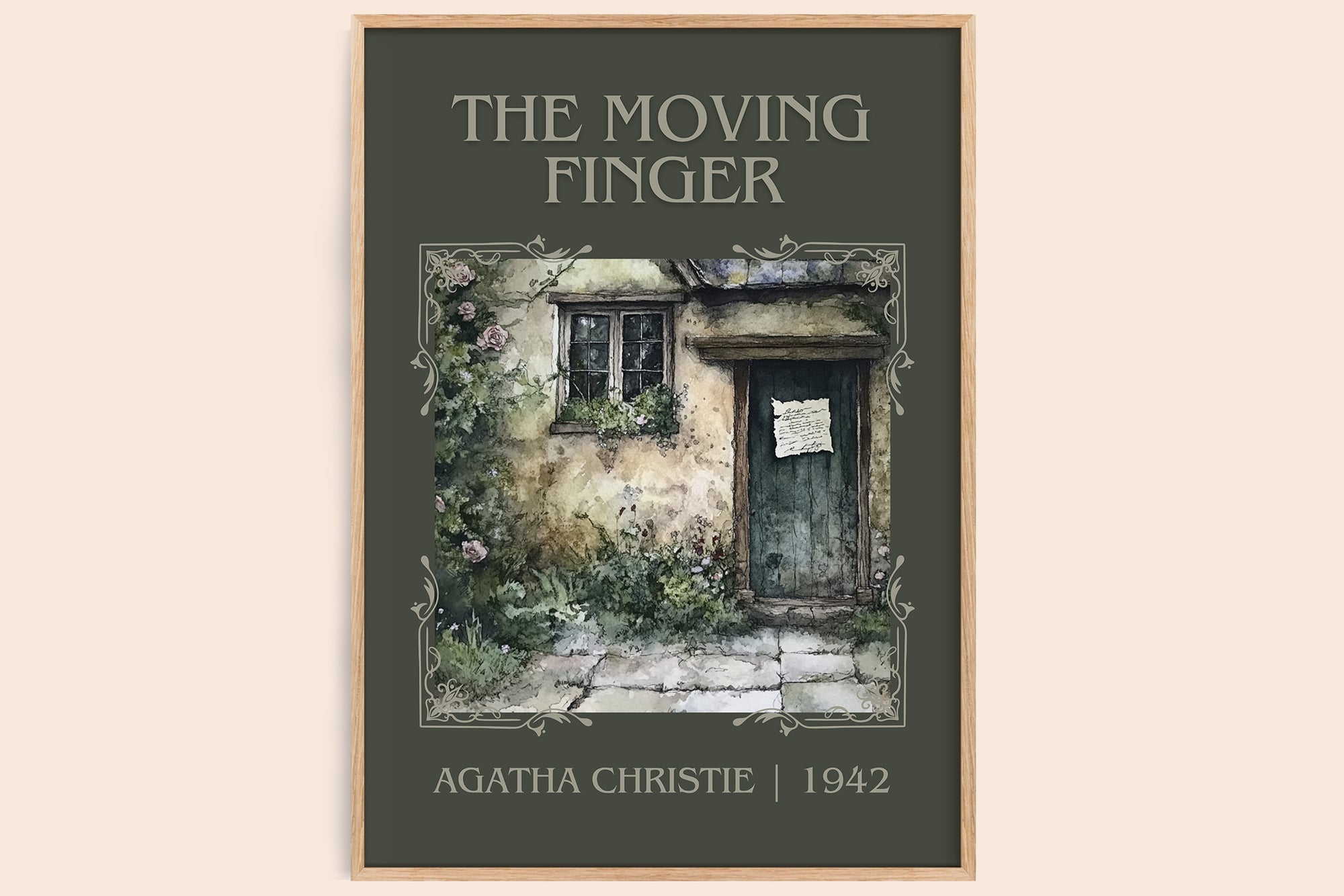 The Moving Finger classic book art book poster by Agatha Christie – framed literary art print