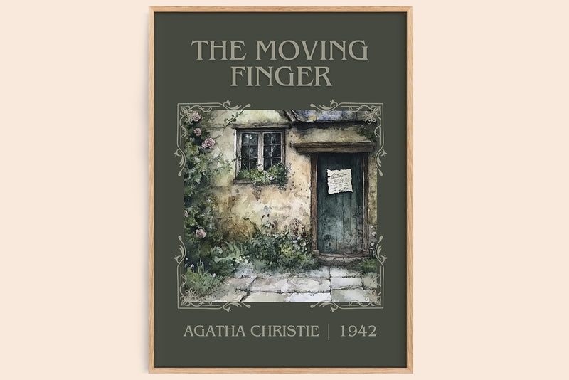 The Moving Finger classic book art book poster by Agatha Christie – framed literary art print
