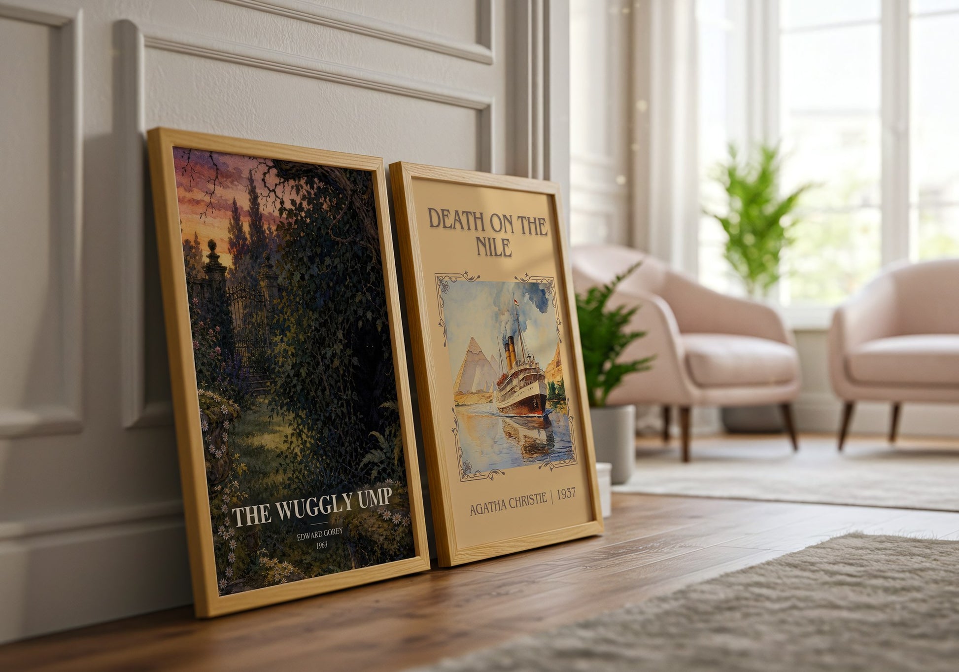 The Wuggly Ump watercolour print framed by window – literary home decor