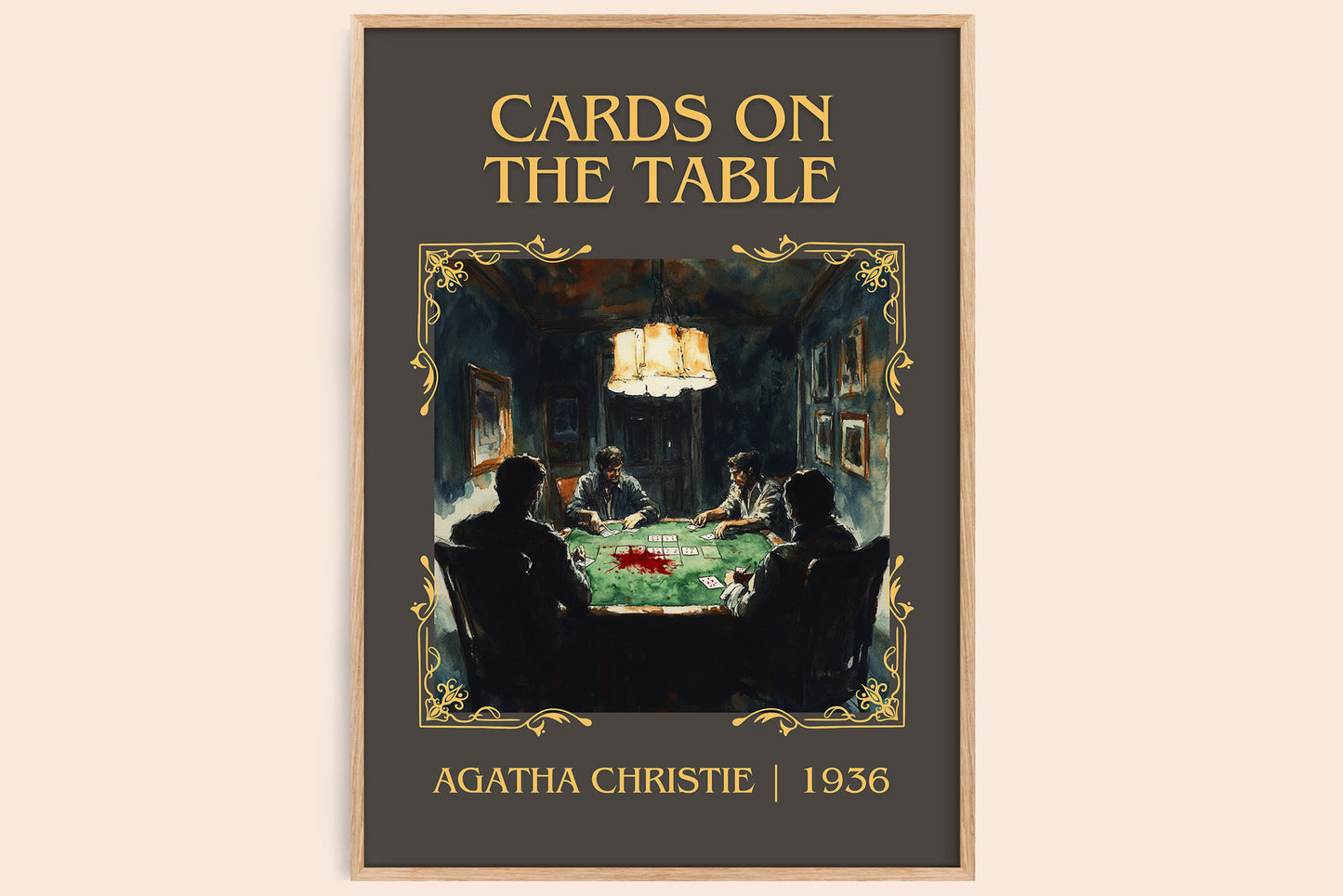 Cards on the Table classic book art book poster by Agatha Christie – framed literary art print