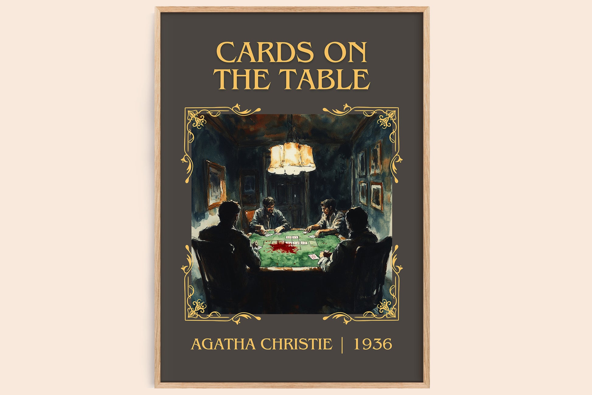 Cards on the Table classic book art book poster by Agatha Christie – framed literary art print