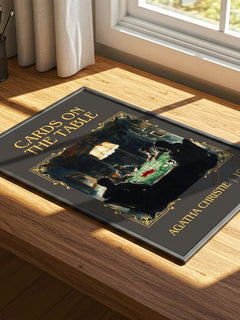 Cards on the Table Classic Book Art Print by Agatha Christie – print on a sunlit desk
