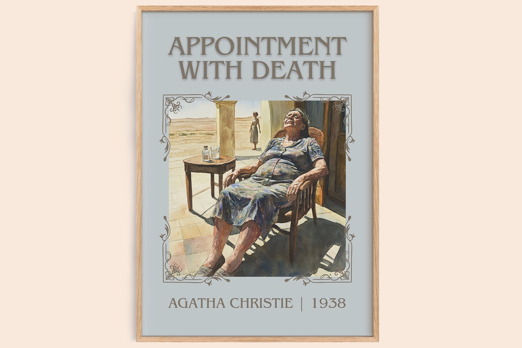 Appointment with Death classic book art book poster by Agatha Christie – framed literary art print