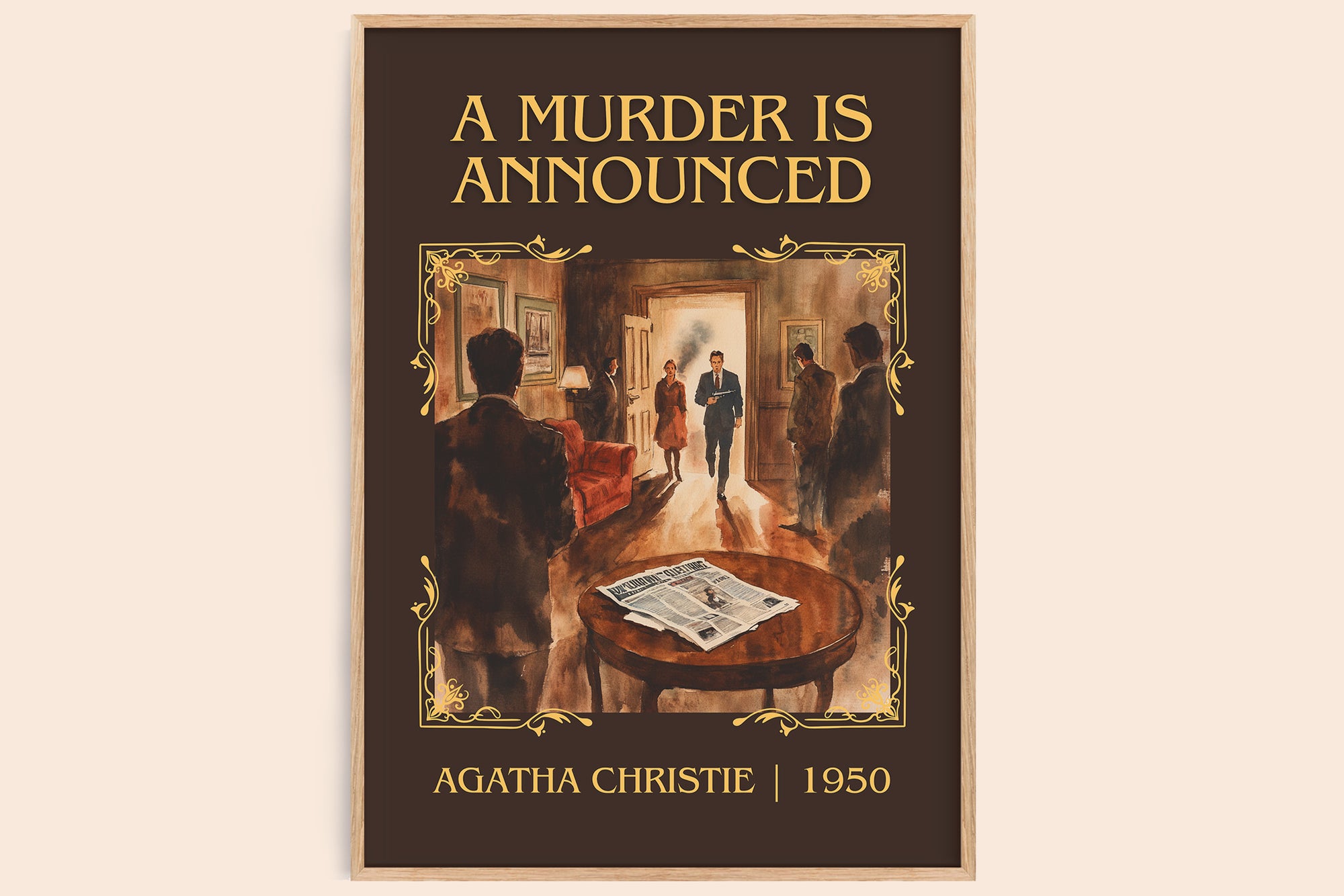 A Murder is Announced classic book art book poster by Agatha Christie – framed literary art print