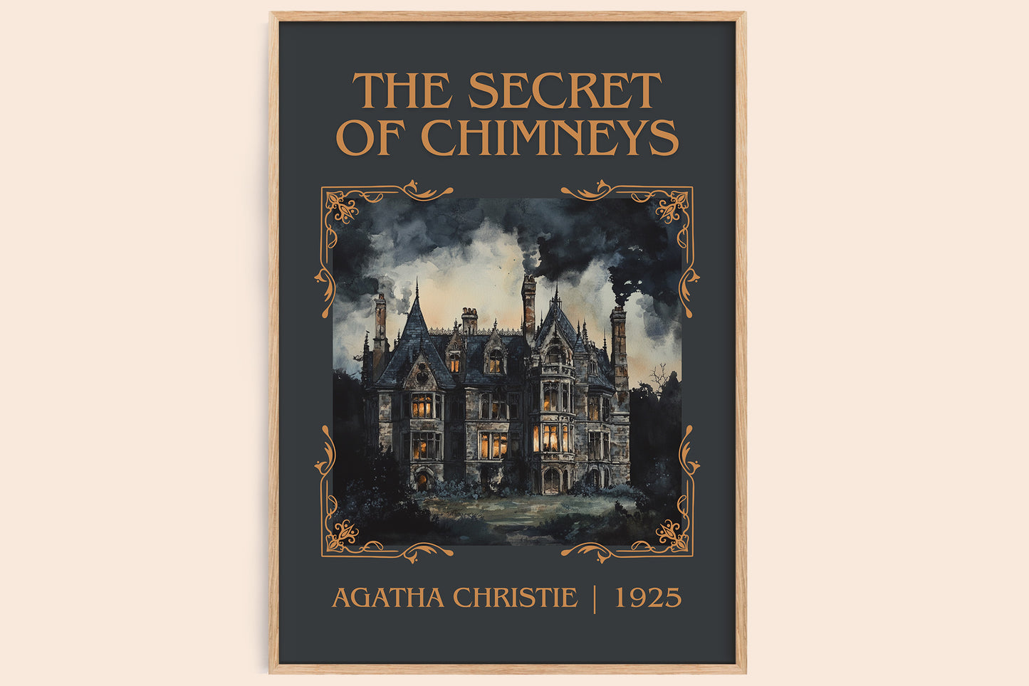 The Secret of Chimneys classic book art book poster by Agatha Christie – framed literary art print