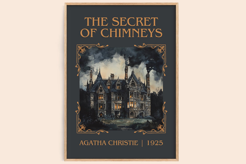 The Secret of Chimneys classic book art book poster by Agatha Christie – framed literary art print