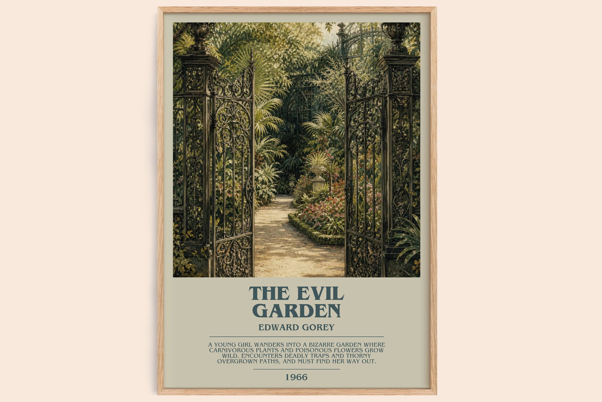 The Evil Garden bookish book poster by Edward Gorey – framed literary art print