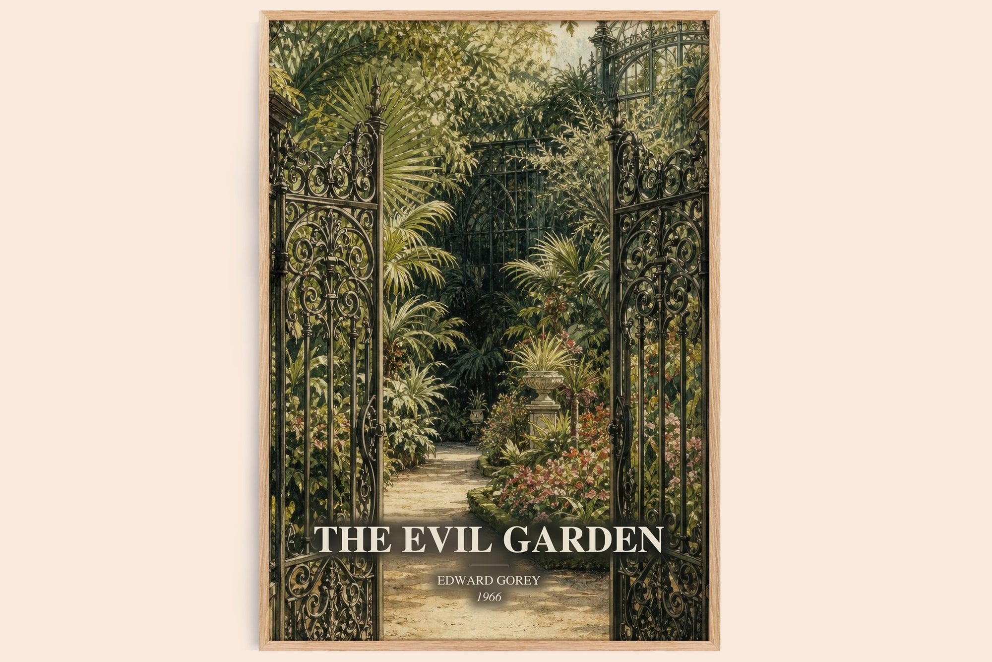 The Evil Garden watercolour book poster by Edward Gorey – framed literary art print