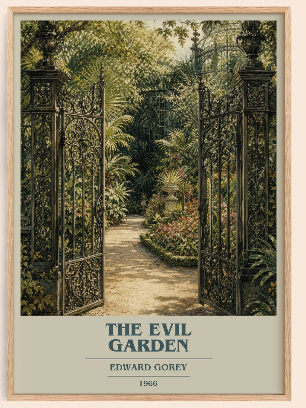 The Evil Garden book cover book poster by Edward Gorey – framed literary art print