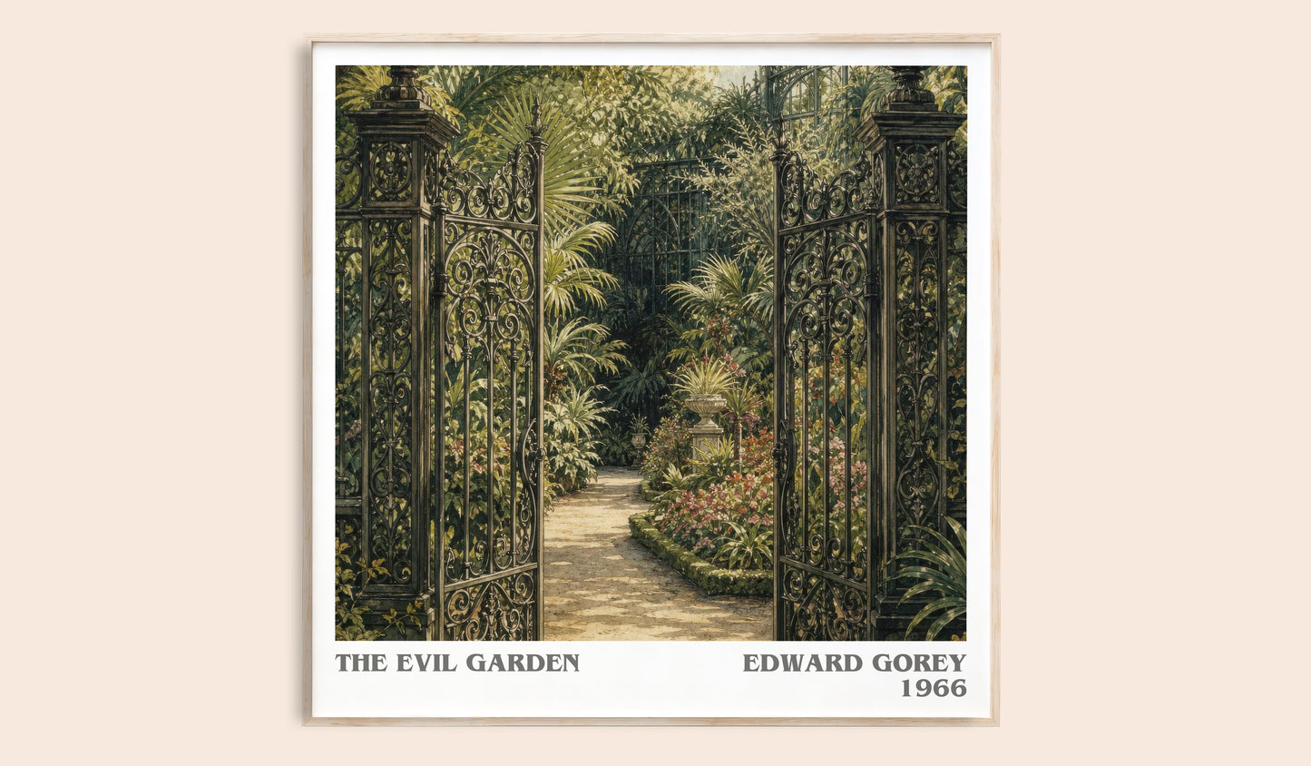 The Evil Garden literary book poster by Edward Gorey – framed literary art print