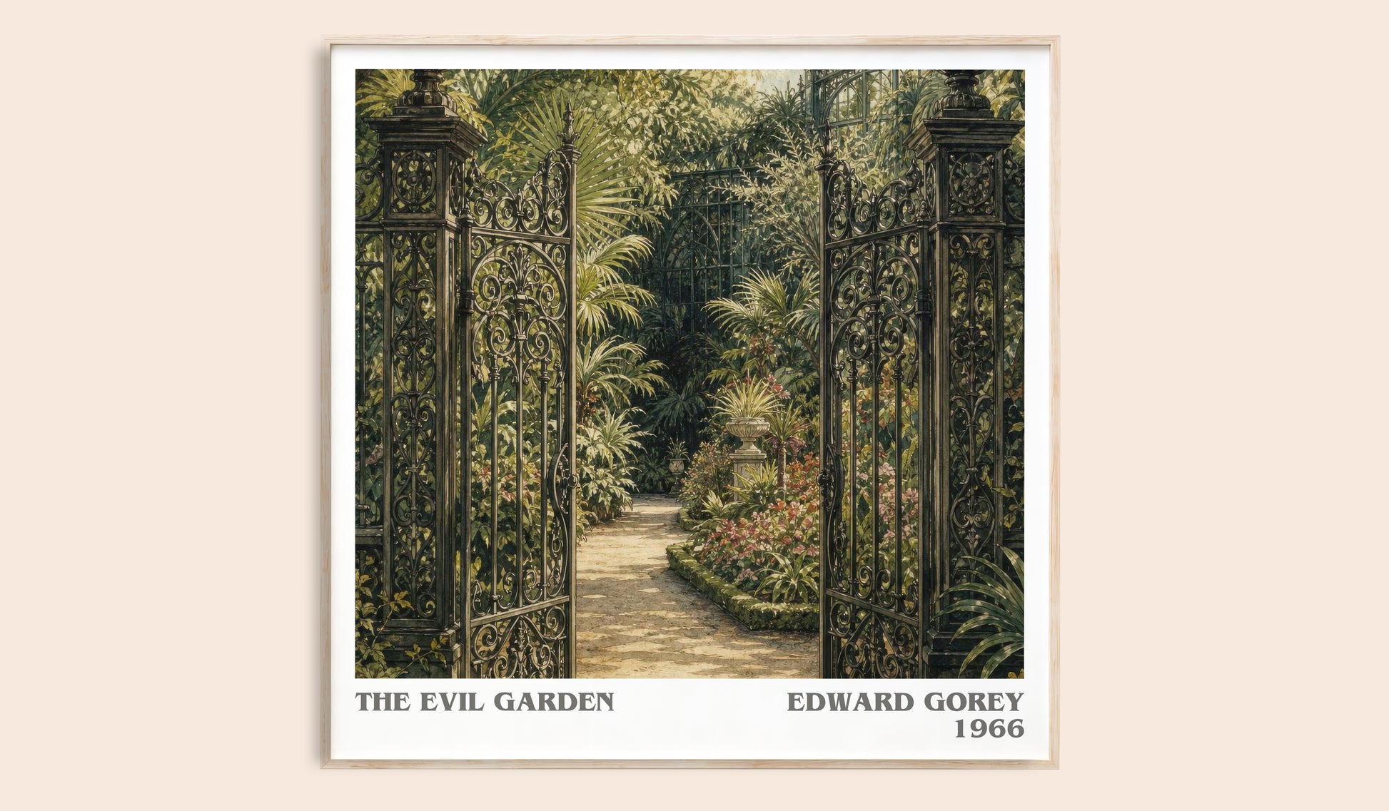 The Evil Garden literary book poster by Edward Gorey – framed literary art print