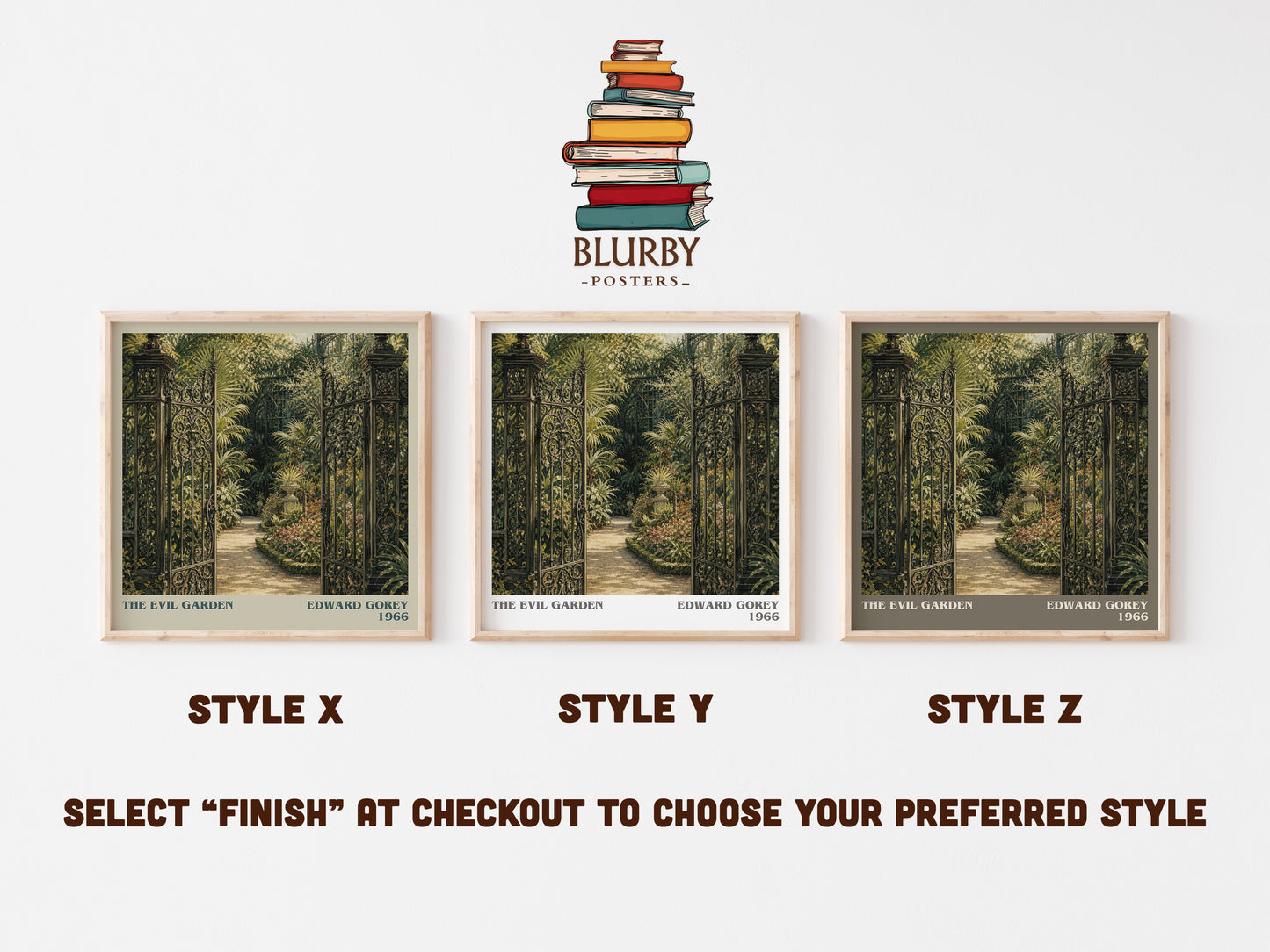 The Evil Garden literary print in frame leaning in hallway – childrens wall art