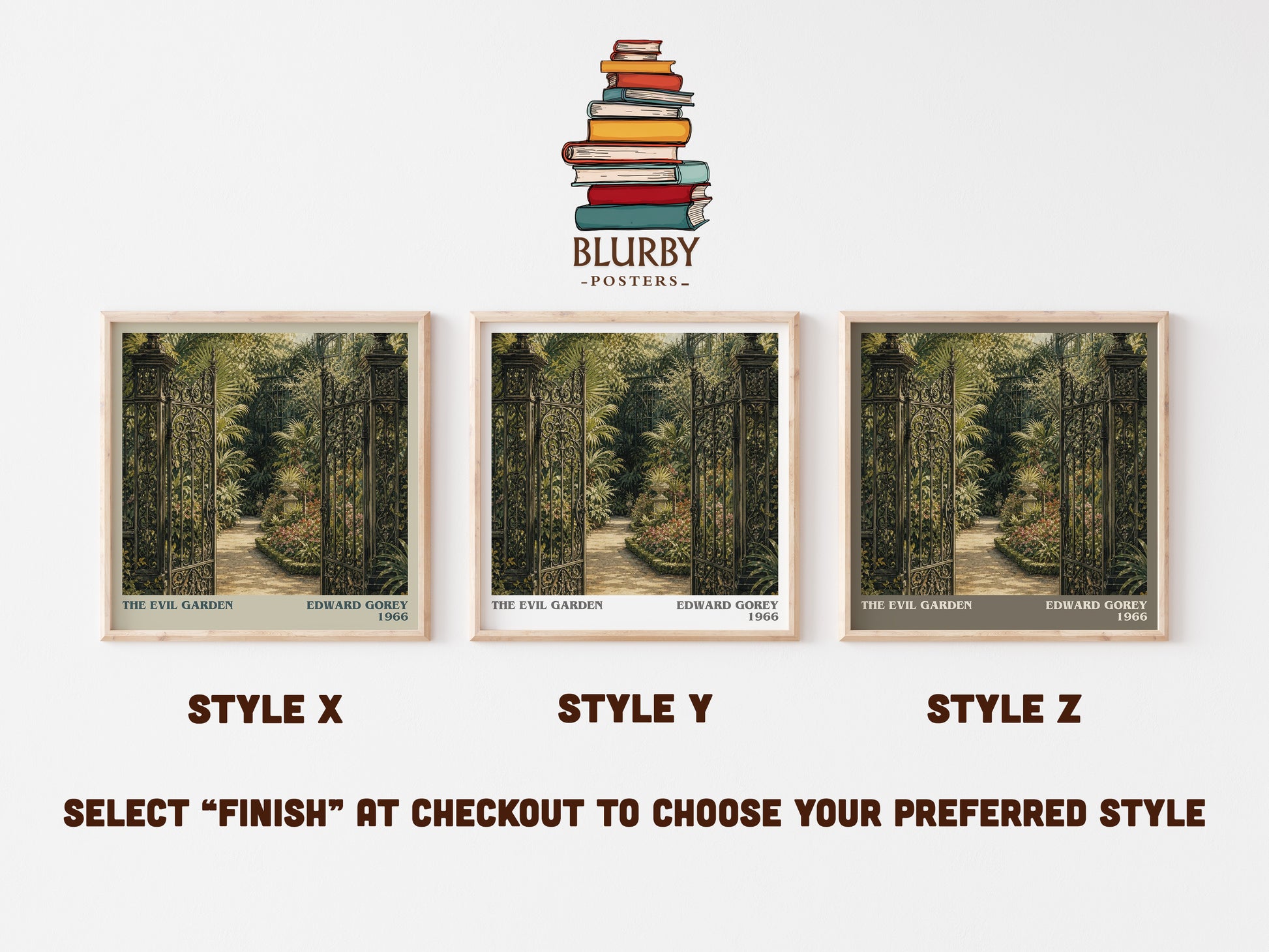 The Evil Garden literary print in frame leaning in hallway – childrens wall art