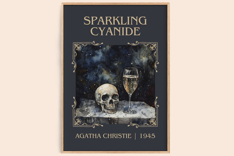 Sparkling Cyanide classic book art book poster by Agatha Christie – framed literary art print