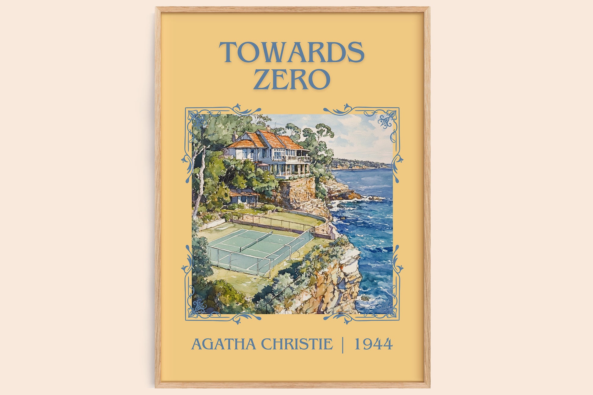 Towards Zero classic book art book poster by Agatha Christie – framed literary art print