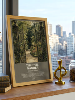 The Evil Garden bookish poster colour and style options – Edward Gorey book art