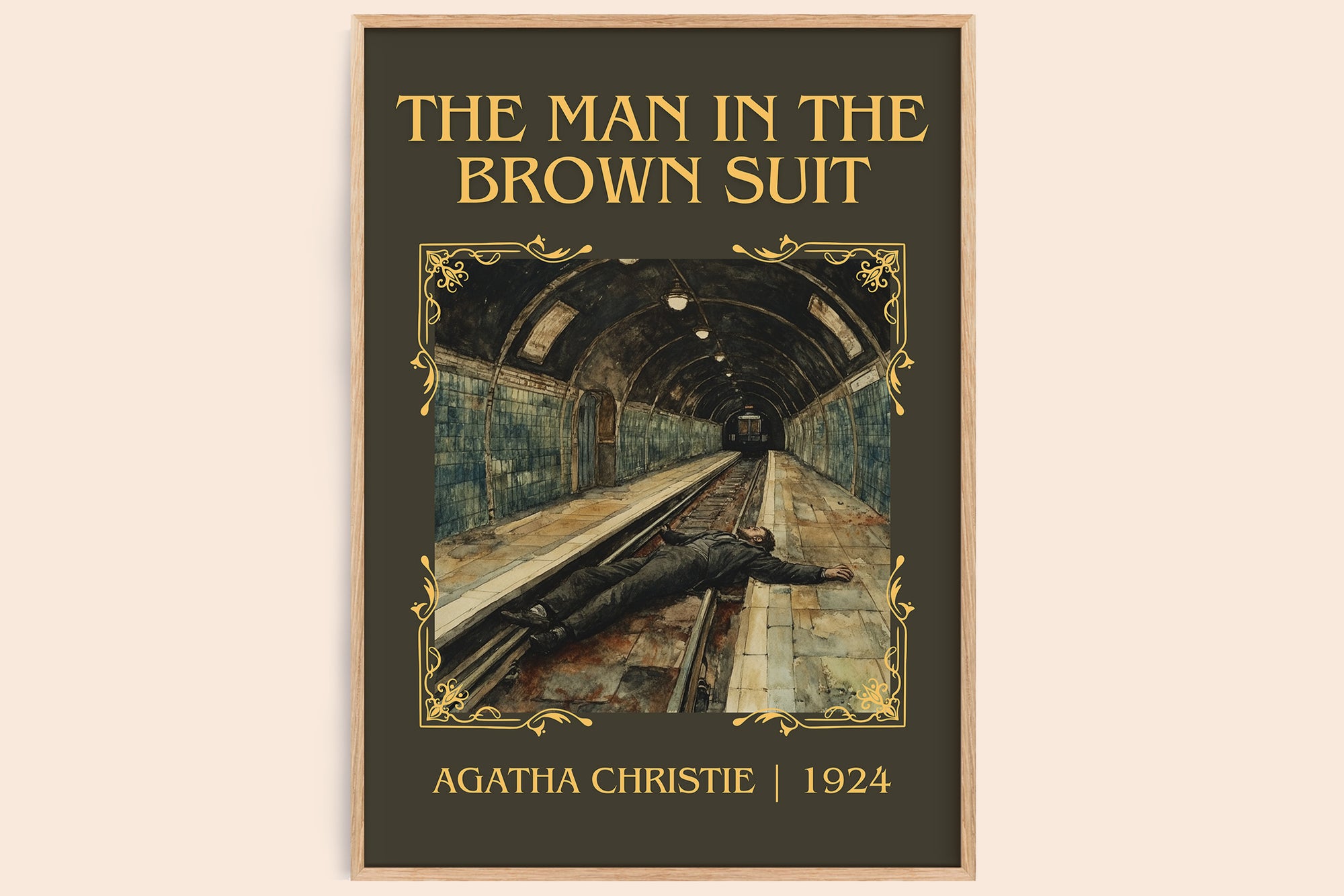 The Man in the Brown Suit classic book art book poster by Agatha Christie – framed literary art print