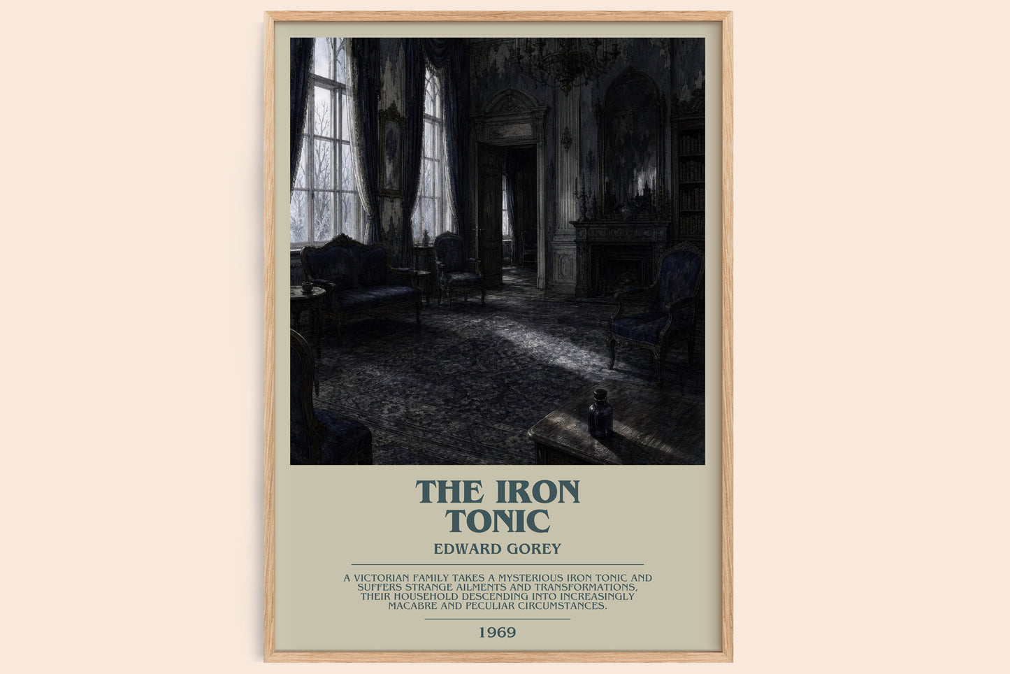 The Iron Tonic bookish book poster by Edward Gorey – framed literary art print