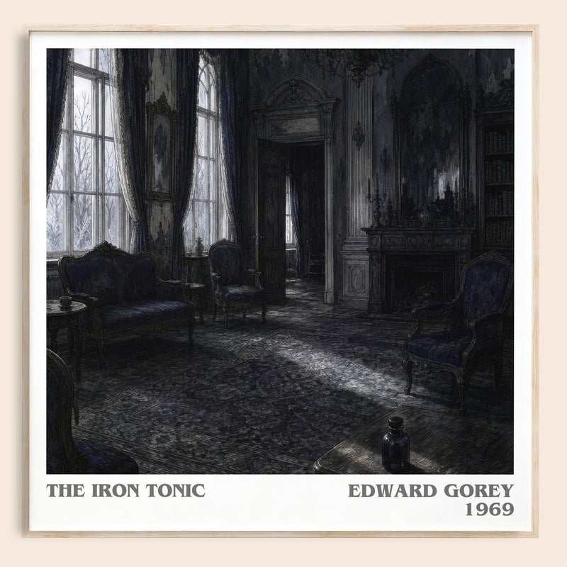The Iron Tonic literary book poster by Edward Gorey – framed literary art print
