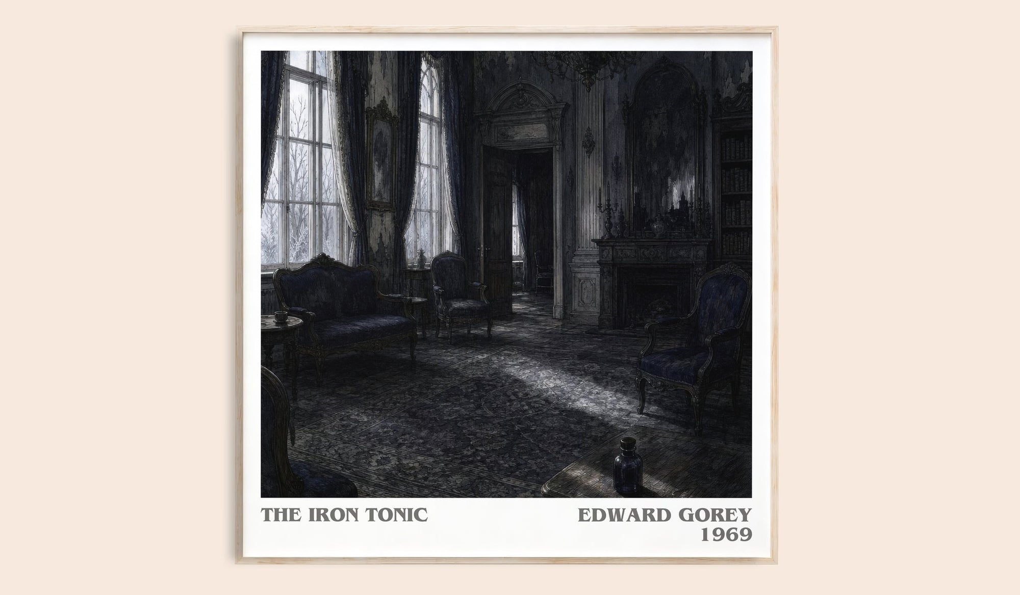 The Iron Tonic literary book poster by Edward Gorey – framed literary art print