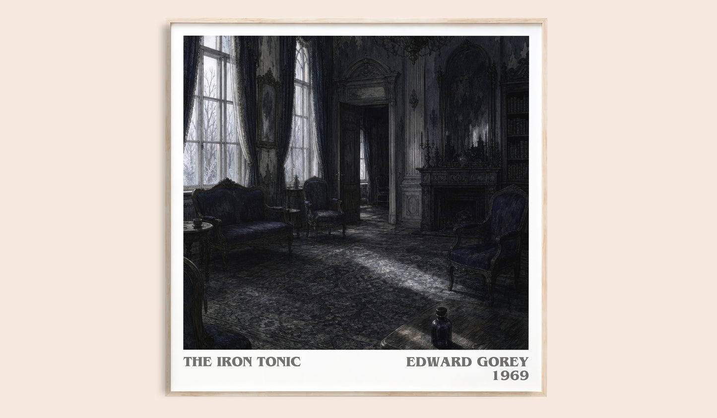 The Iron Tonic literary book poster by Edward Gorey – framed literary art print