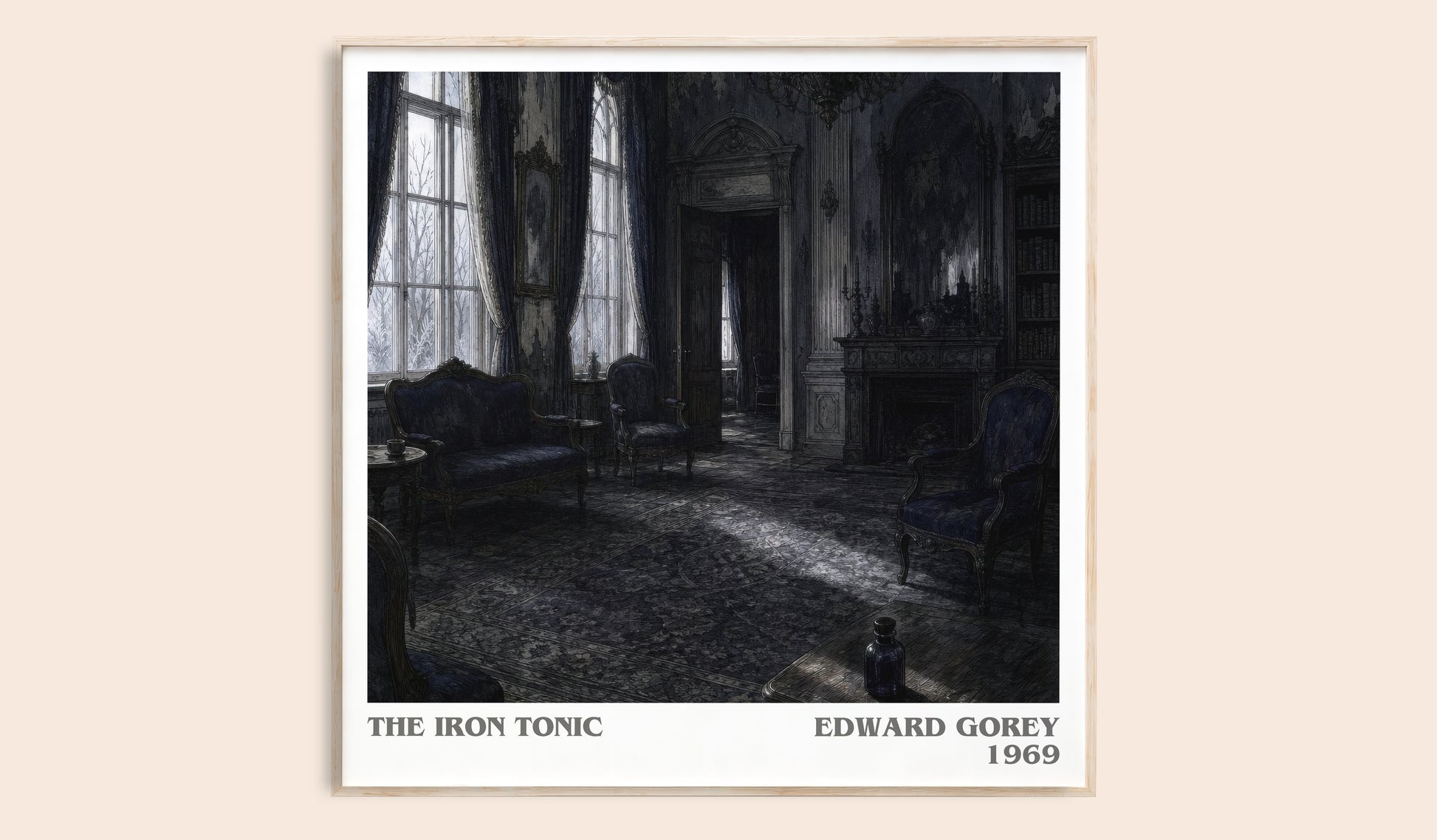 The Iron Tonic literary book poster by Edward Gorey – framed literary art print