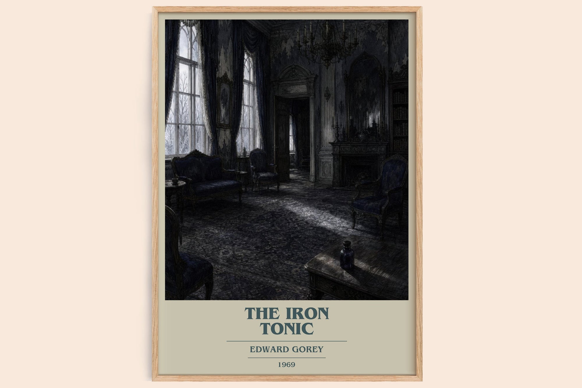The Iron Tonic book cover book poster by Edward Gorey – framed literary art print
