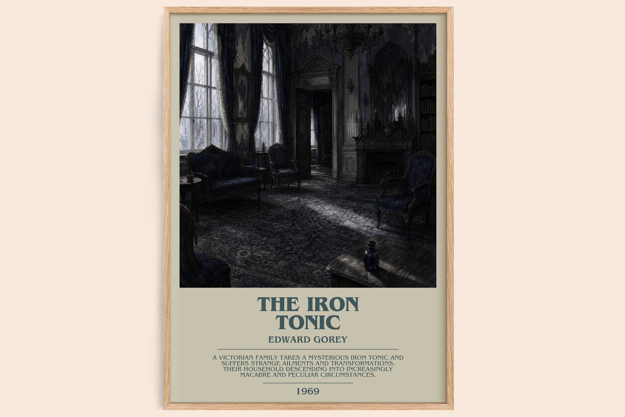 The Iron Tonic bookish book poster by Edward Gorey – framed literary art print