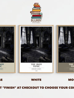 The Iron Tonic book cover print framed by window – literary home decor